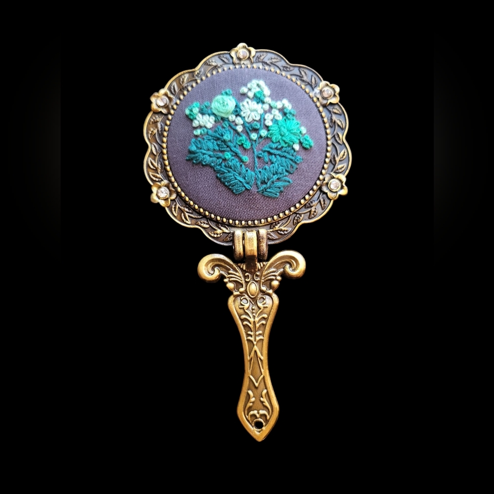 NO LONGER AVAILABLE Something Green | Hand Embroidered Mirror